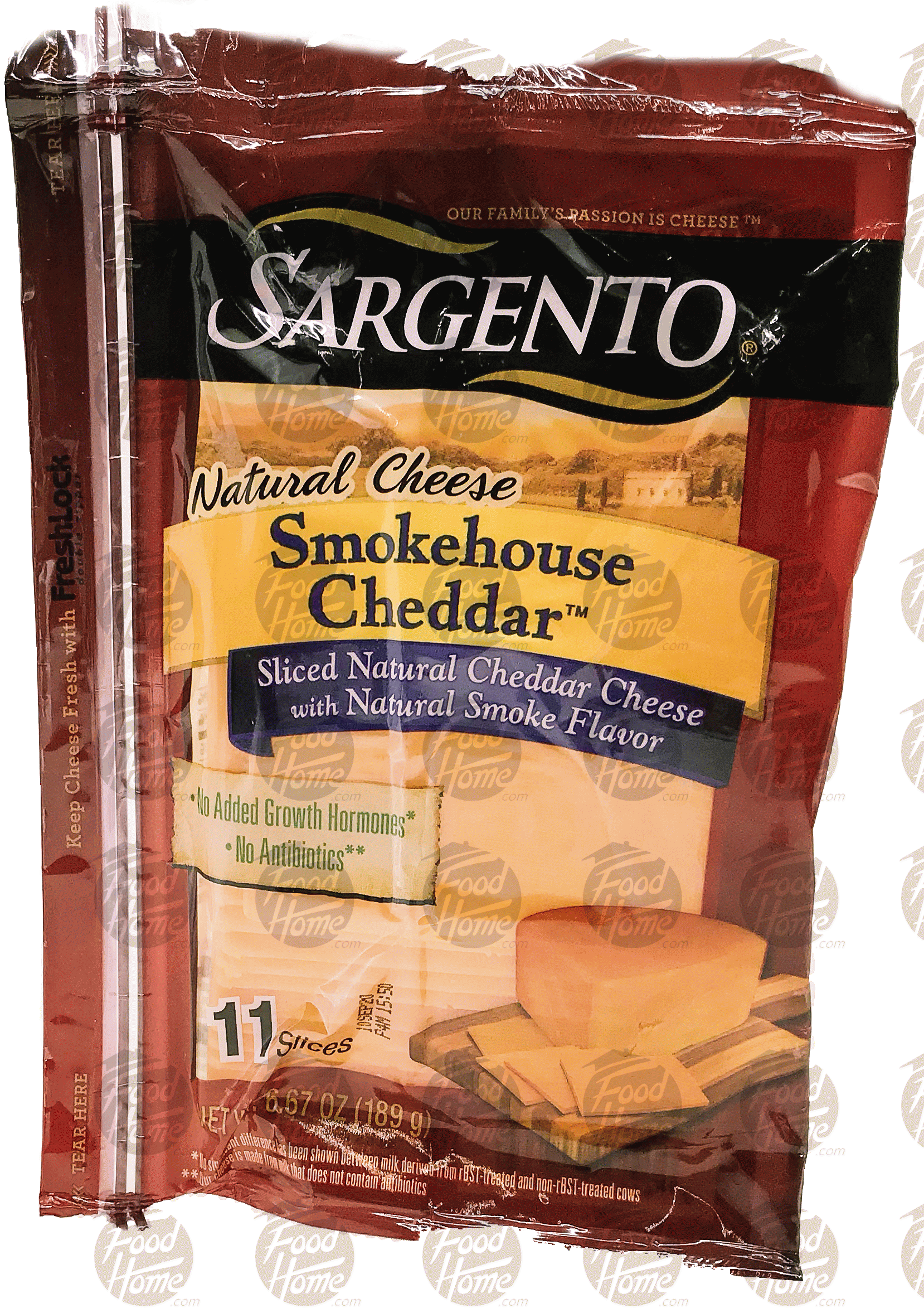 Sargento(R)  smokehouse cheddar sliced cheese, 11 ct., resealable wrapper Full-Size Picture